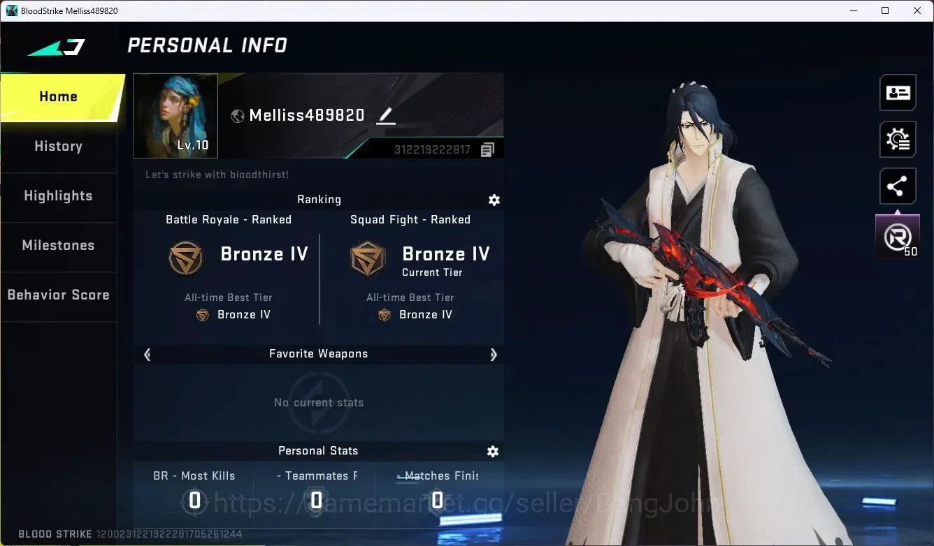 Blood Strike Accounts ASIA | BLEACH Striker: Ethan Byakuya Kuchiki | 2 U image 1