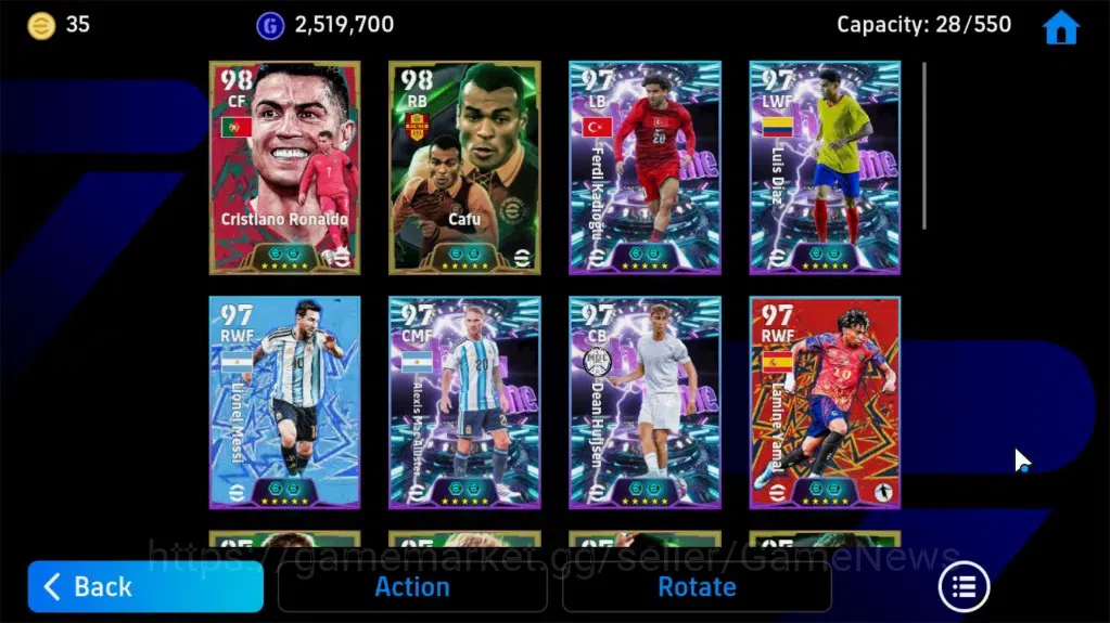 eFootball Accounts Legends & Iconic Players Android |14 Epic,Cristiano Ronaldo,Cafu,steven Gerrard,Oliver Kahn|Show 5