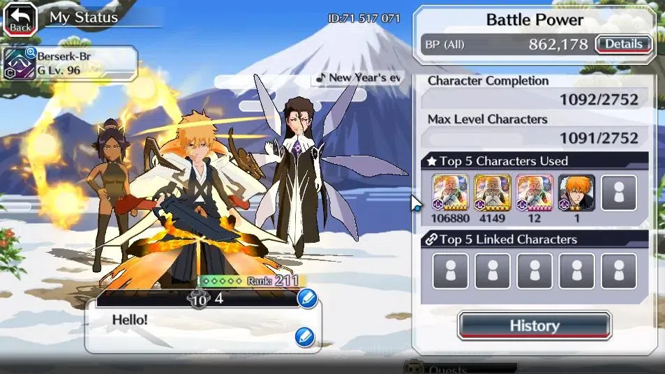Bleach: Brave Souls Accounts [GLOBAL]52K Orbs|Lv200[10th Aniv Ichigo,TYBW25 Yor image 3