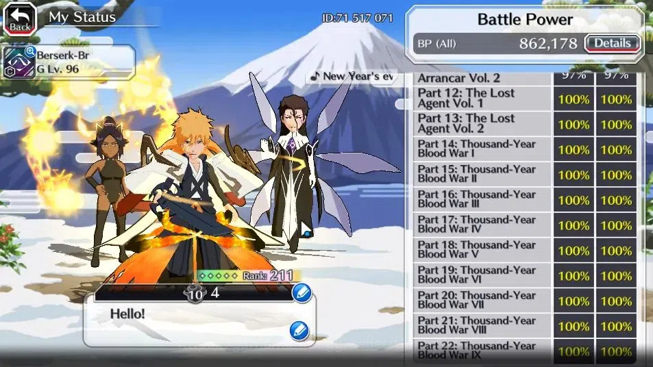 Bleach: Brave Souls Accounts [GLOBAL]52K Orbs|Lv200[10th Aniv Ichigo,TYBW25 Yor image 5