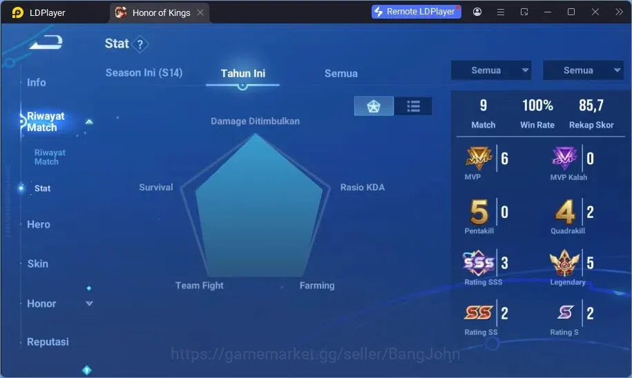 Honor of Kings Accounts Global | 39H 25S | AoT Mayene, LEGEND Lady Sun | L image 11