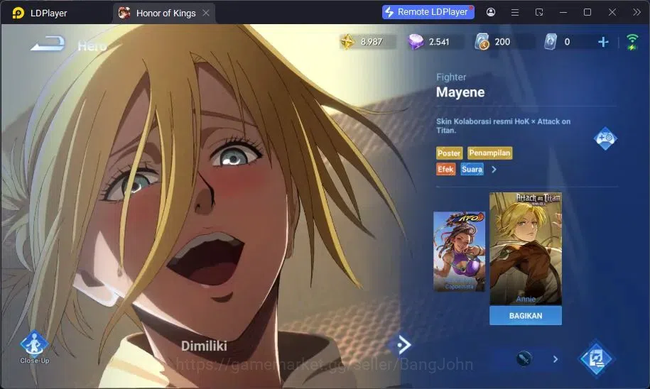 Honor of Kings Accounts Global | 39H 25S | AoT Mayene, LEGEND Lady Sun | L image 5