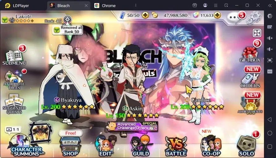 Bleach: Brave Souls Accounts Starter GLOBAL|11K Orb+112 BP|Fresh Story|Ichigo DT,Byakuya 1