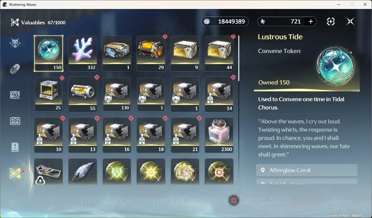 Wuthering Waves Accounts Starter EU|UL 49|Rank 5|1 Char Limited[Yangyang:Xuanling Rc4]+Sign|721 Astrite|Mc Female | TakeMail 14