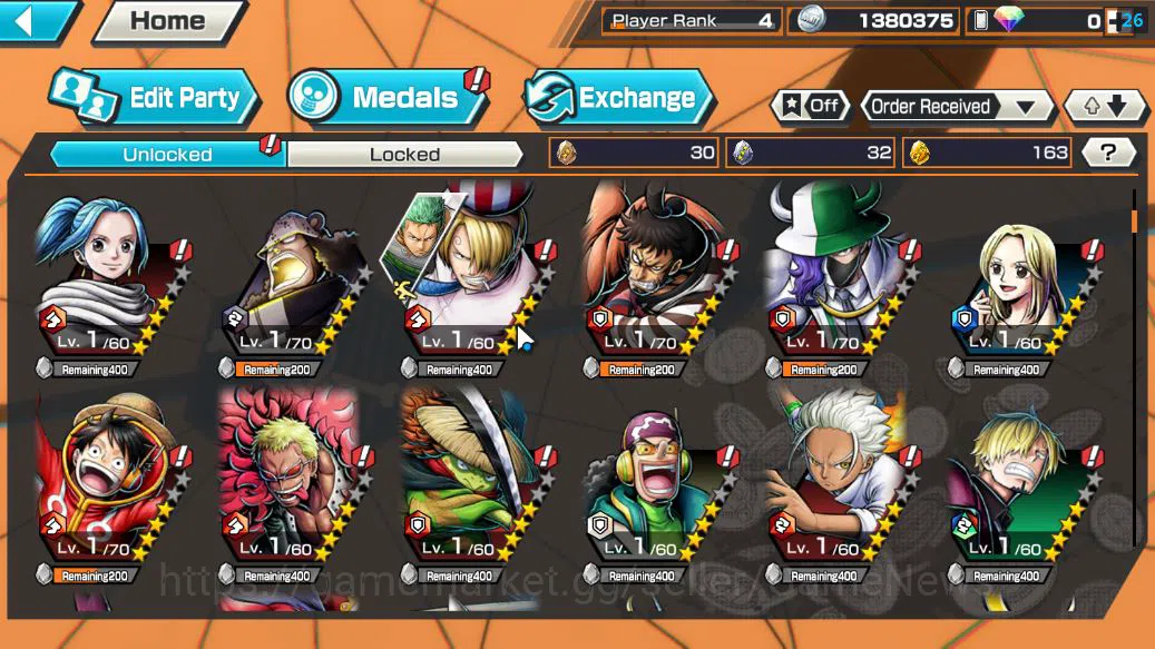 One Piece Bounty Rush Accounts Starter Global|4 EX | AMS Borsalino,KING of the Pirates D.Roger,Great Edward 6