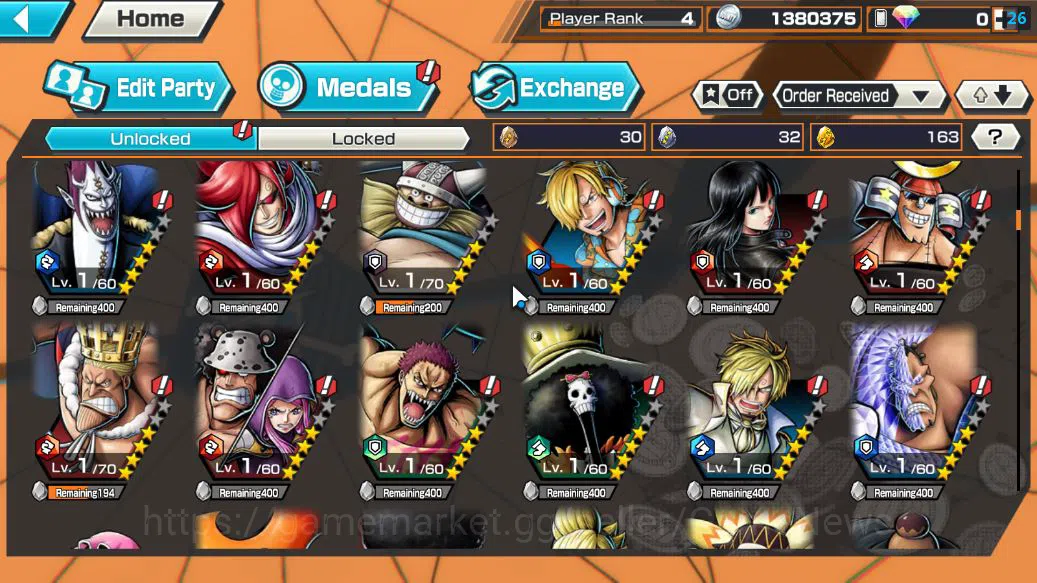 One Piece Bounty Rush Accounts Starter Global|4 EX | AMS Borsalino,KING of the Pirates D.Roger,Great Edward 7