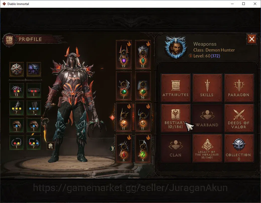 Diablo Immortal Accounts SEA-Vasily | Lv60(372)Demon Hunter| 30K CR|Reso 42 image 3