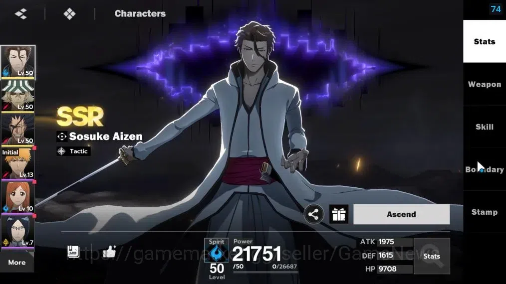 BLEACH: Soul Resonance Accounts NA Crunchyroll|LV 32|6 SSR [(AizenB1,Urahara,Zarak image 3