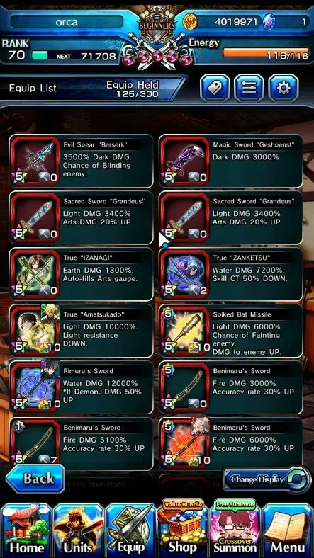 Grand Summoners Accounts End-Game Global|Rank 70|13 Ascend+6 TW|S Miki,S Luvia,WH Fen,Veldora,E Rimuru,Diablo)+TW S 5