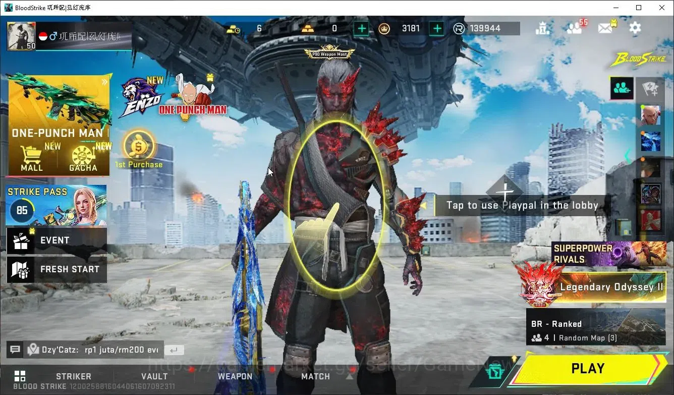 Blood Strike Accounts Collab Skin ASIA|ETERNAL M700,DeAgle+COLLAB EnZo-Kraken,TR FN2K,Jack,7DS AK47,Karl98,QBZ95+3 Colab|23 1