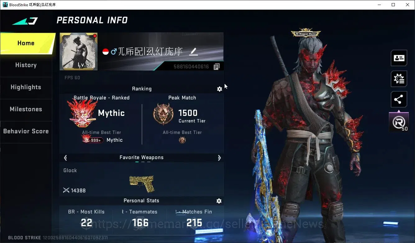 Blood Strike Accounts Collab Skin ASIA|ETERNAL M700,DeAgle+COLLAB EnZo-Kraken,TR FN2K,Jack,7DS AK47,Karl98,QBZ95+3 Colab|23 2