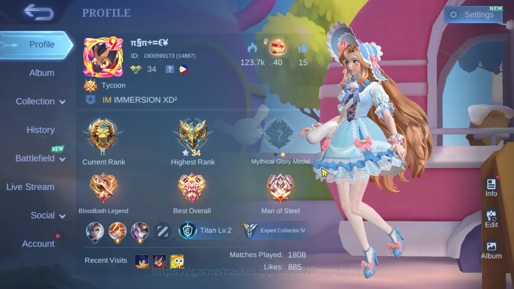 Hero 58 | Skin 107 | Emblem Max 1 | Recall TLPH | Recall Onic | Sanrio Floryn | Lightborn Harith | ML633B Mobile Legends: Bang Bang Others Hero 58 | Skin 107 | Emblem Max 1 | Recall TLPH | image 1