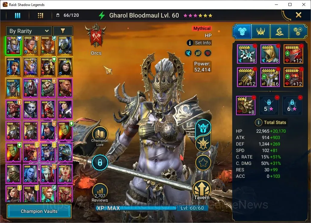 Raid: Shadow Legends Accounts Mid-Game Lv 23|403K Power|1 Mytical(Gharol)+8 1