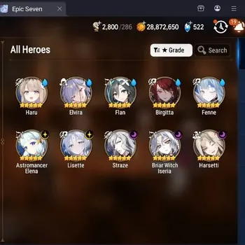 Epic Seven Accounts Limited Hero Global Unverif|5ML(Straze,Lisette,Harsetti,A.Elena,BWI)+Collab Haru|PoH ON|Rank 57|Energy