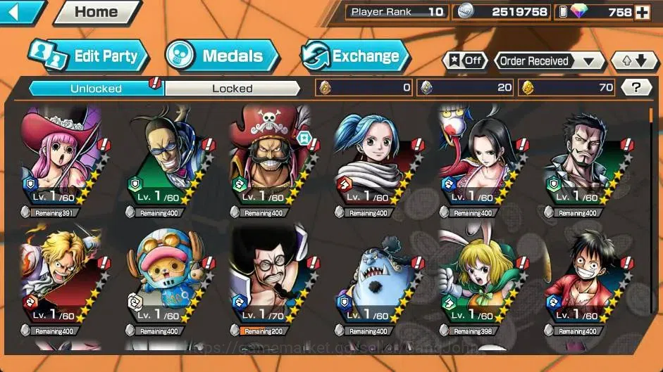 One Piece Bounty Rush Accounts Global | EX 6|PR 10 |Zoro & Kanji Lv.Max,S-Snake L image 6