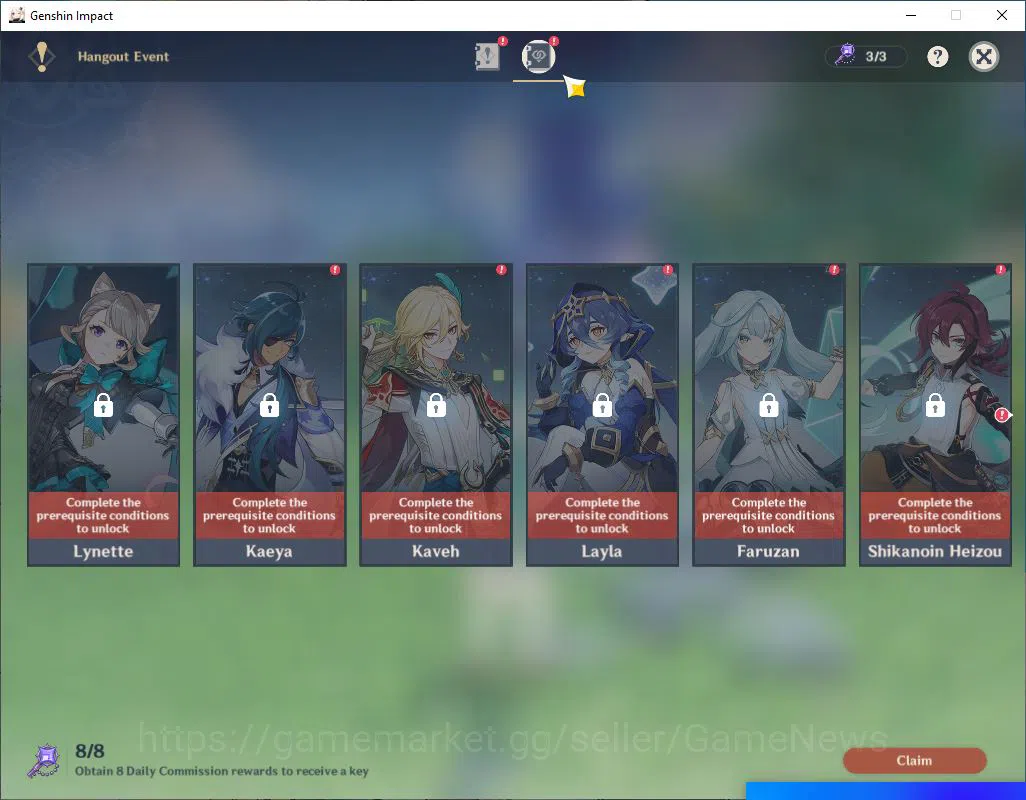 Genshin Impact Accounts Mid Game ASIA|AR 55|| 5 Limited +1(*5Weapon) |Zibai,Navida,Citlali,Yelan,Venti|1Skin|MC Female|Take 13