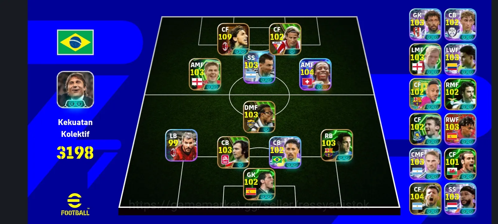 eFootball Accounts Legends & Iconic Players EFOOTBALL COLECTIVE 3198+ | LEGEND Z IBRAHIMOVIC,F TORRES,Z MOUZAMBI,EDGARD 1
