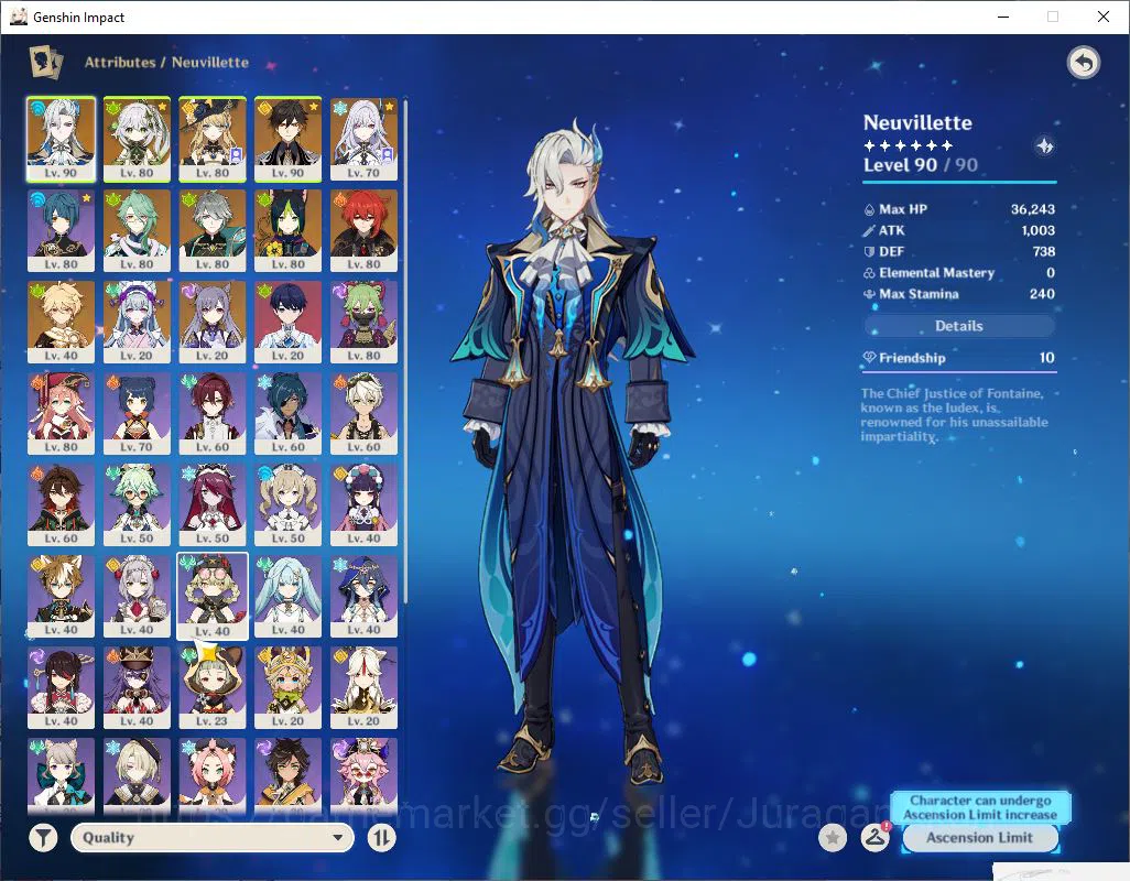 Genshin Impact Accounts ASIA|AR 56| 7 Limited+ 1(*5 Weapon)|Neuvill C1,Ski image 3