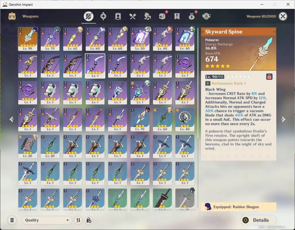 Genshin Impact Accounts Others ASIA | AR 53 end game | Raiden Shogun, Furina, Bennet, jean, Xingqiu, Aino, Fischl more 7
