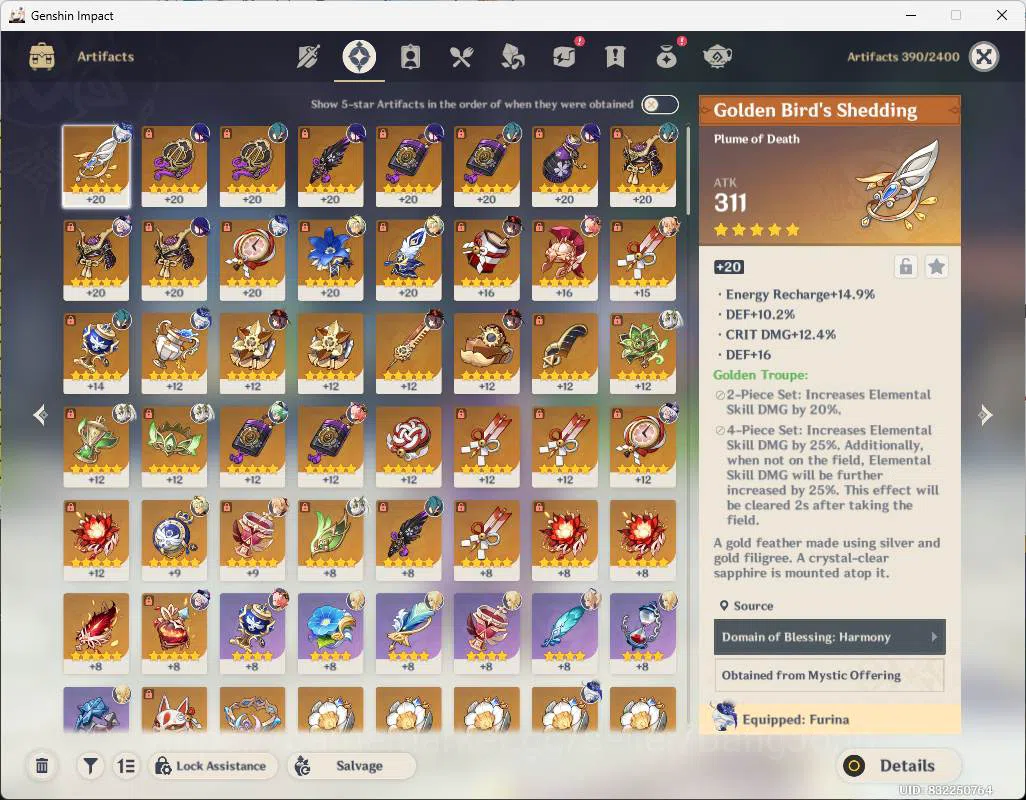 Genshin Impact Accounts Others ASIA | AR 53 end game | Raiden Shogun, Furina, Bennet, jean, Xingqiu, Aino, Fischl more 8