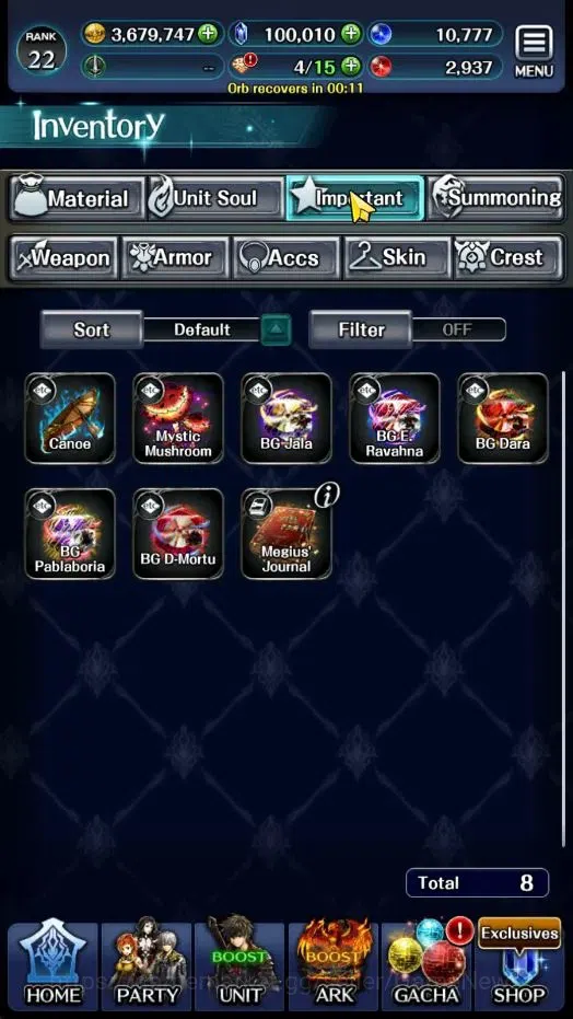 Last Cloudia Accounts Endgame GLOBAL|Rank 22|100K Crystal|Top Tier Unit [Princess GT Famille,G Lilaha,Shinboi Hime 14