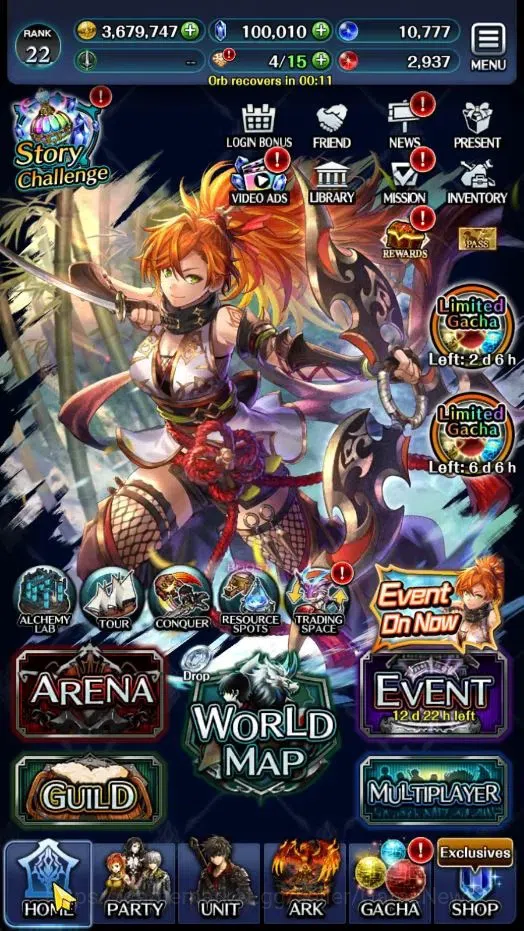 Last Cloudia Accounts Endgame GLOBAL|Rank 22|100K Crystal|Top Tier Unit [Princess GT Famille,G Lilaha,Shinboi Hime 9