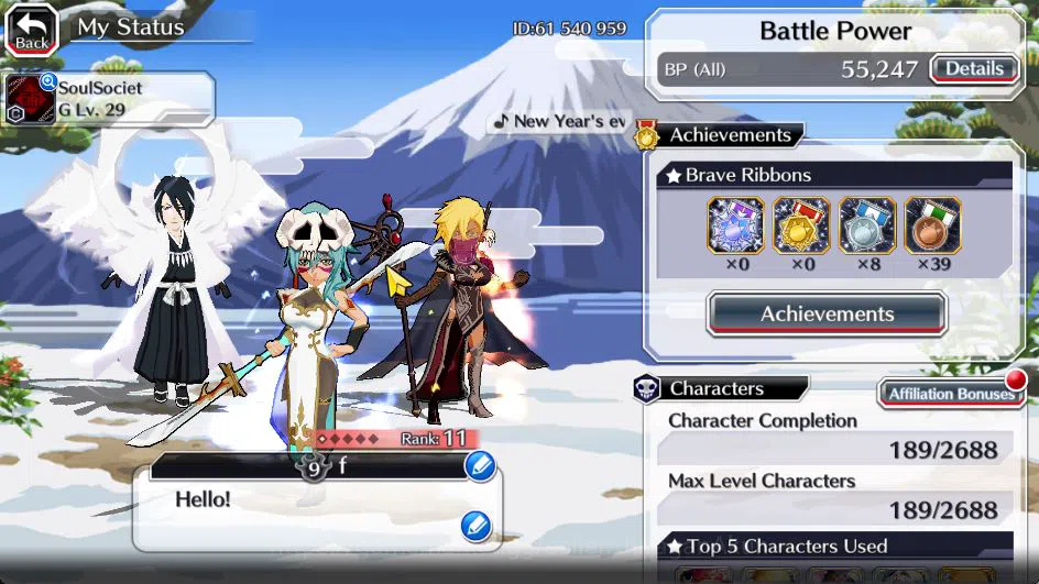 Bleach: Brave Souls Accounts Starter [GLOBAL]6K Orbs+Fresh All Story|Halibel Cacao,Nelliel Orient,Byakuya Renewed,Kon New 2
