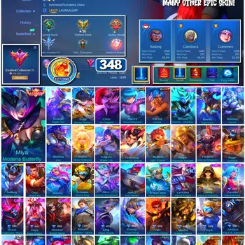 Mobile Legends: Bang Bang Collector #3653 348 Skins | Legend Miya | Collector Gusion | image 1