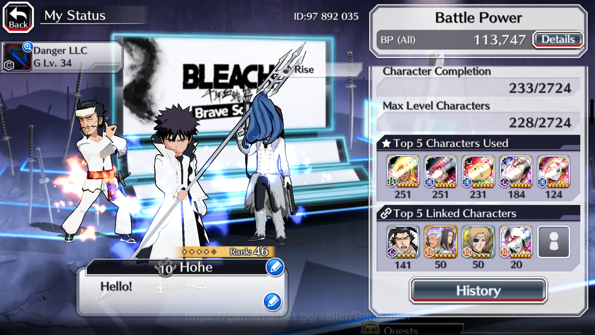Bleach: Brave Souls Accounts GLOBAL]11K Orb+Fresh All Story|Aaroniero,Stark, Ul image 3