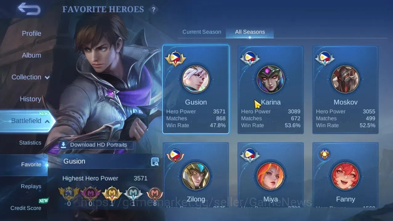 Mobile Legends: Bang Bang Accounts Hero 130|Skin278|HighGlory 56|Hanabi Vessel,Aspira image 15