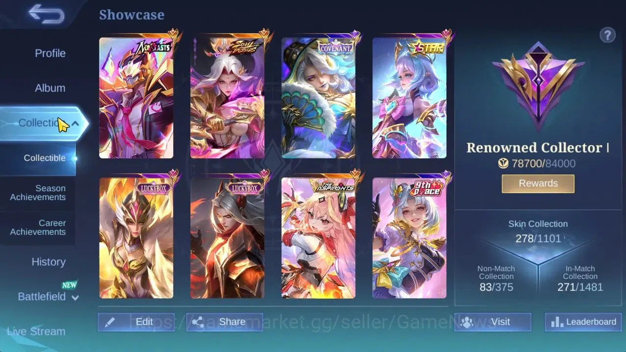 Mobile Legends: Bang Bang Accounts Hero 130|Skin278|HighGlory 56|Hanabi Vessel,Aspira image 3