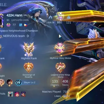 Mobile Legends: Bang Bang Accounts Collector Hero133|Skin 408|High Immo 210|Legend(Granger,Jhonson),4 Collab