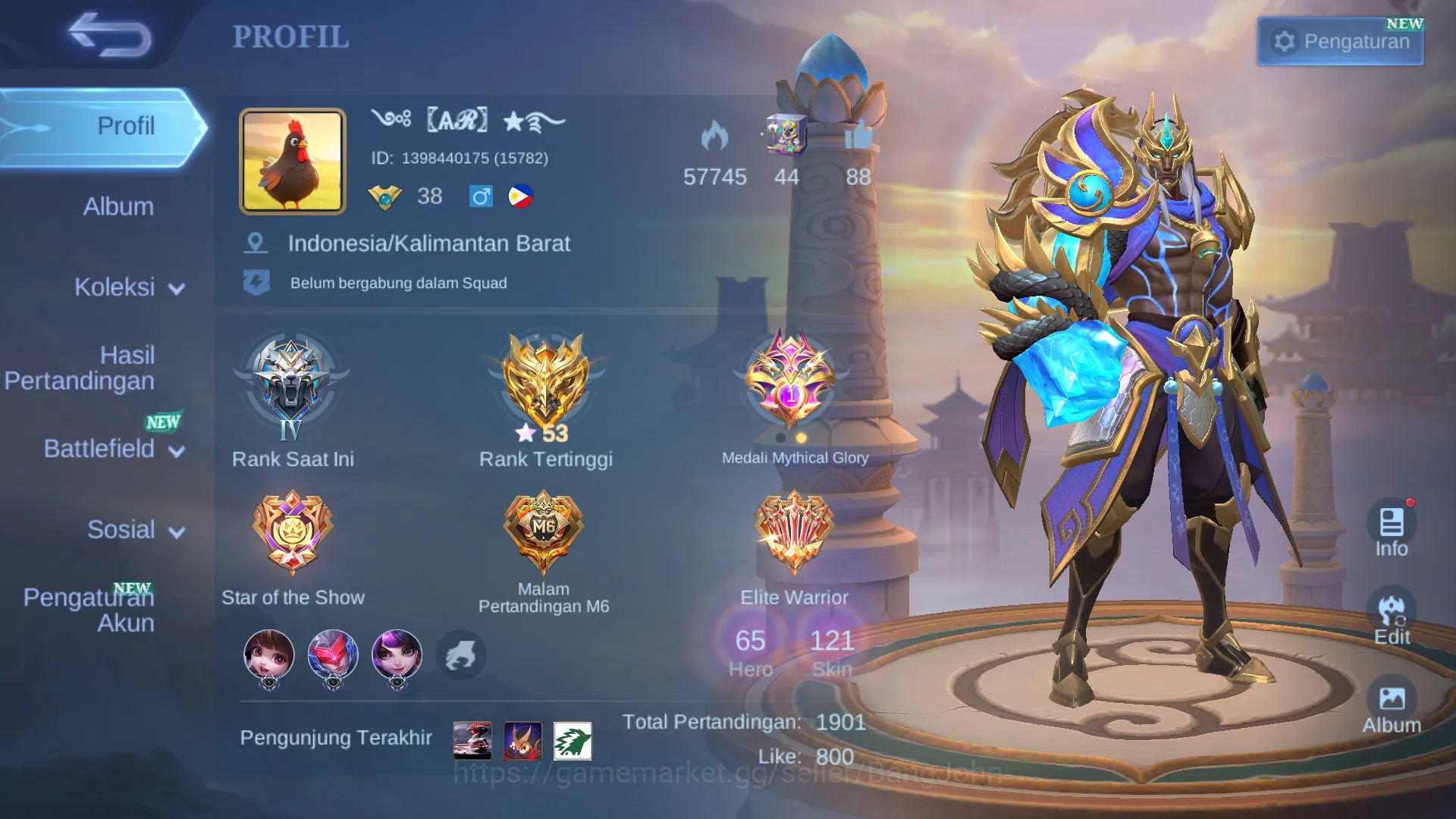 Mobile Legends: Bang Bang Accounts Hero 65 | Skin 121 | Collector Aldous | Luckybox A image 1