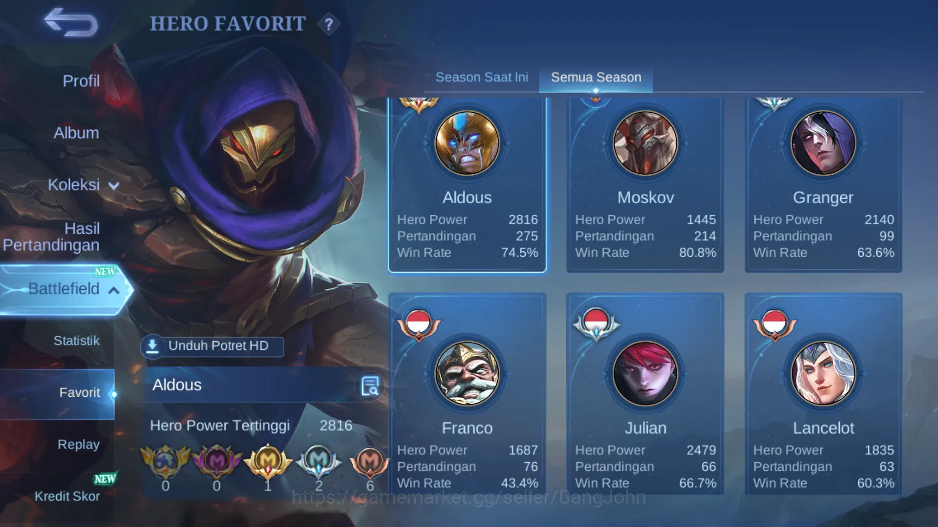 Mobile Legends: Bang Bang Accounts Hero 65 | Skin 121 | Collector Aldous | Luckybox A image 17