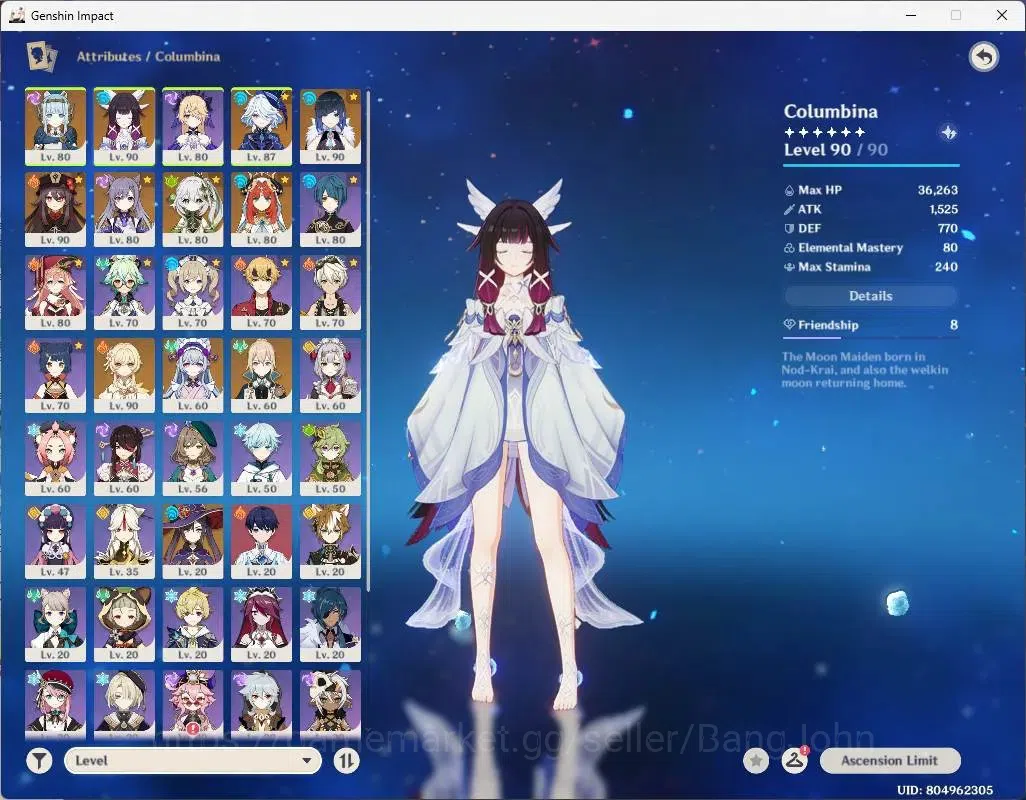 Genshin Impact Accounts Asia|AR 56|7 Limit (Ineffa+Sign,Hu Tao C1,Columbin image 2