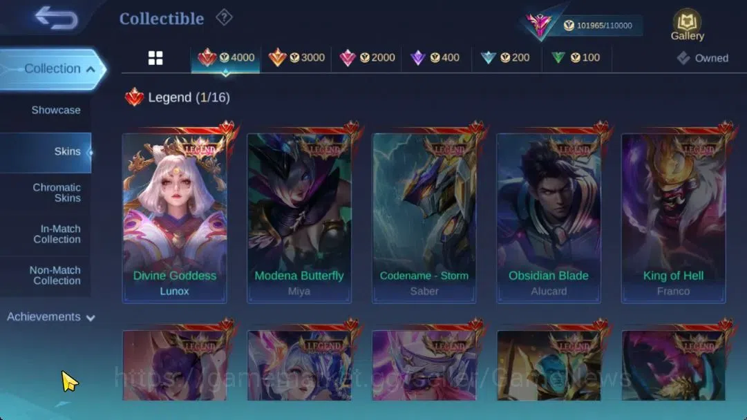Mobile Legends: Bang Bang Accounts Hero 132|Skin 340|High Rank Imo 117|Legend(Lunox), image 6
