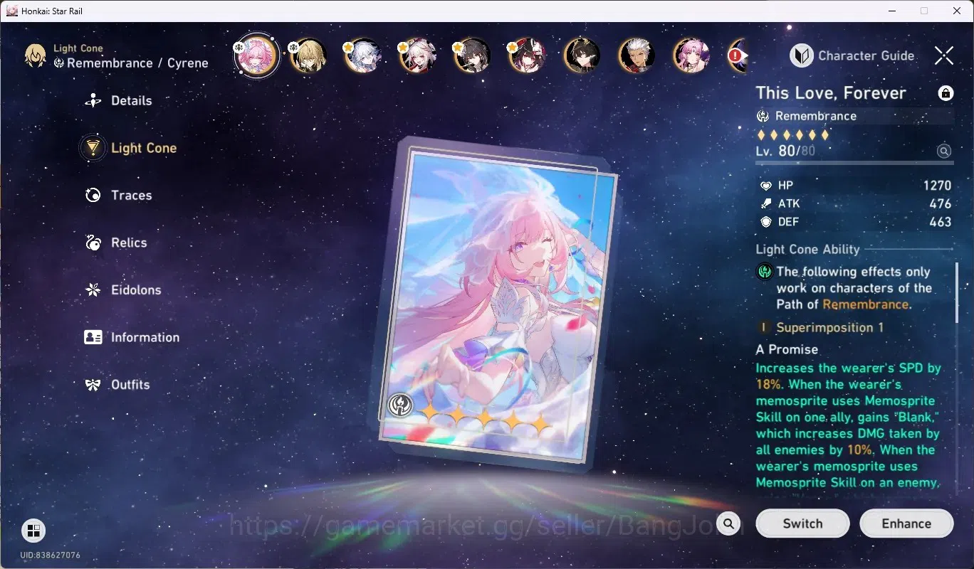 Honkai Star Rail Accounts Others ASIA|TL 65|12 Char Limited ([Evernight,Cyrene,Yao Guang,Sparxie]+Sign,Ruan 5