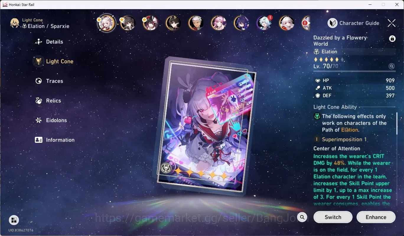 Honkai Star Rail Accounts Others ASIA|TL 65|12 Char Limited ([Evernight,Cyrene,Yao Guang,Sparxie]+Sign,Ruan 7