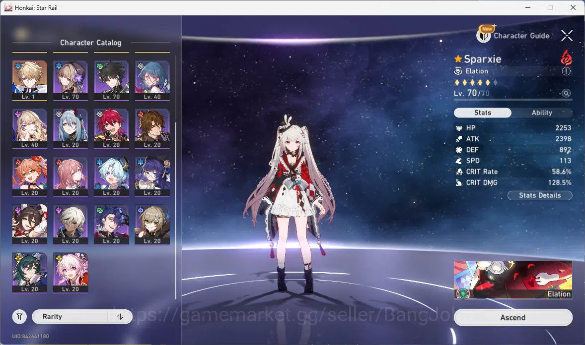Honkai Star Rail Accounts Others ASIA|TL 58|5 Limit|Premium Team Elation(Sparxie,Sparkle,Yao Guang,DanHeng PT),etc|Check 7