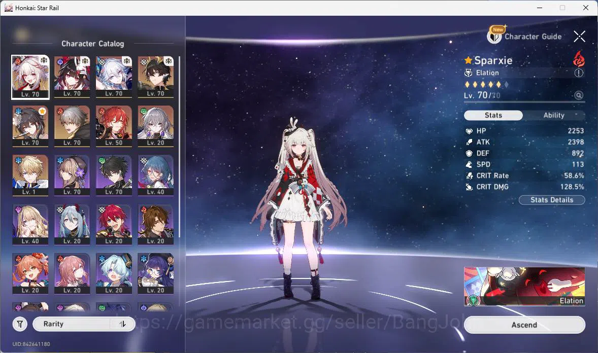 Honkai Star Rail Accounts Others ASIA|TL 58|5 Limit|Premium Team Elation(Sparxie,Sparkle,Yao Guang,DanHeng PT),etc|Check 9