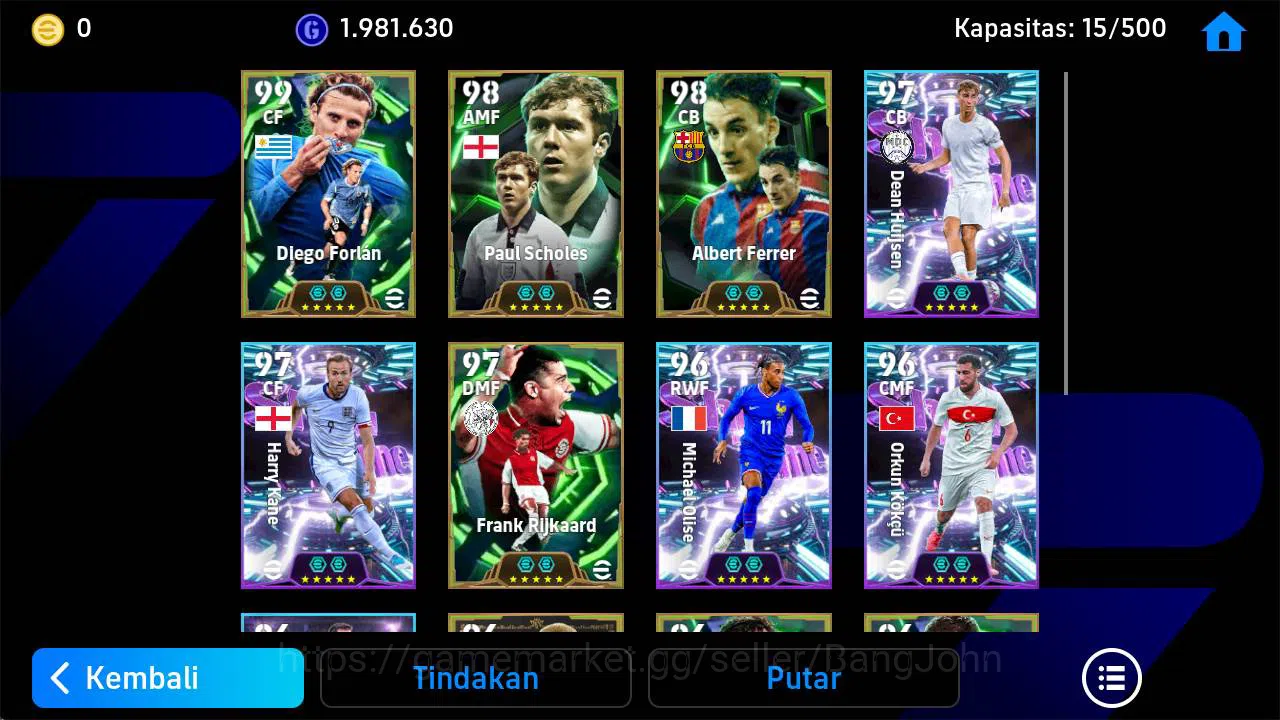 eFootball Accounts Others Power 3162 | diego forlan epic, albert ferrer epic, rijkaard epic, harry kane show, hadji Diouf 4
