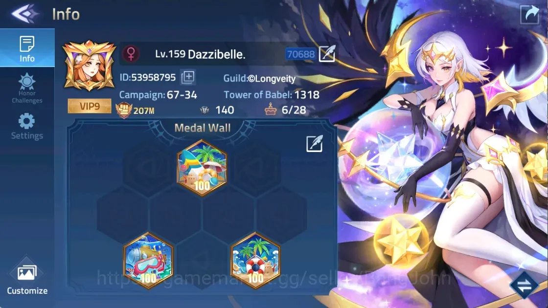Mobile Legends: Adventure Accounts Global 706xx|Lv.159|236M Power|Camp 67-34|Vip 10|34 Awaken|9 UR | 4 Epic | 4K 1