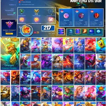 Mobile Legends: Bang Bang Accounts #4323 217 Skins | Granger Cosmic Finality (PRIME) | Vale Gaara (NARUTO) | Cyclops