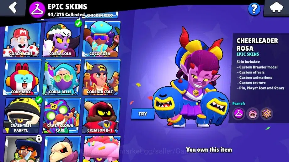 Brawl Stars Accounts 20K Trophy|76 Brawlers 14 Max Lvl|9 Prestige|171 Skins|2 Hypch 3 Legend 5 Myth 44 Epic|10K Bling 27K 19