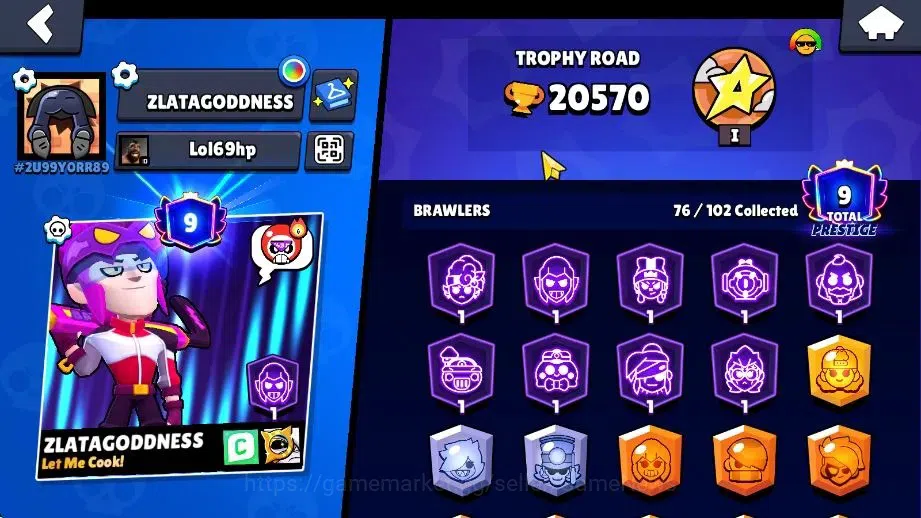 Brawl Stars Accounts 20K Trophy|76 Brawlers 14 Max Lvl|9 Prestige|171 Skins|2 Hypch 3 Legend 5 Myth 44 Epic|10K Bling 27K 4