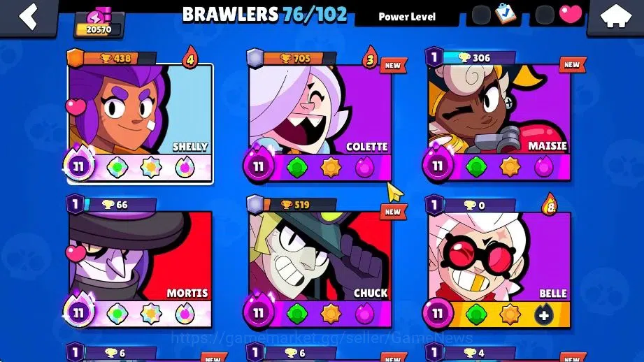 Brawl Stars Accounts 20K Trophy|76 Brawlers 14 Max Lvl|9 Prestige|171 Skins|2 Hypch 3 Legend 5 Myth 44 Epic|10K Bling 27K 5
