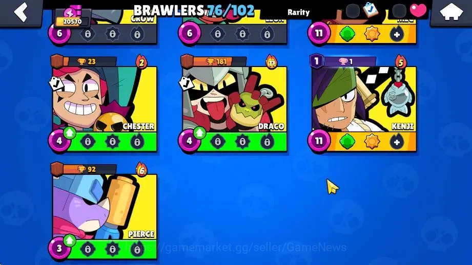 Brawl Stars Accounts 20K Trophy|76 Brawlers 14 Max Lvl|9 Prestige|171 Skins|2 Hypch 3 Legend 5 Myth 44 Epic|10K Bling 27K 8