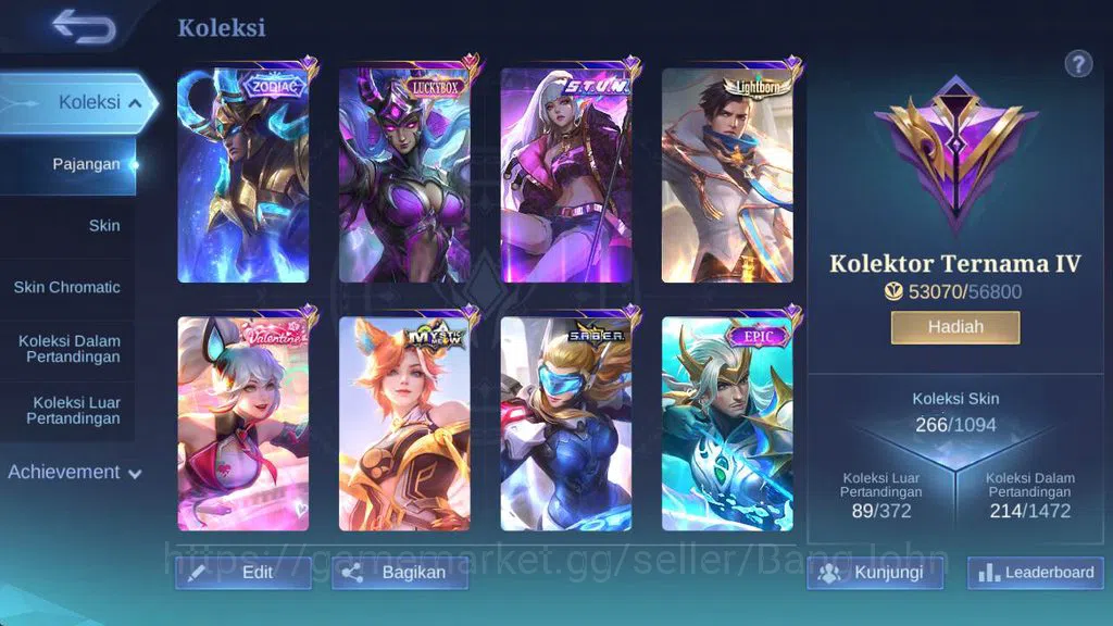Mobile Legends: Bang Bang Accounts Global, Renow, skin 266,hero 132, LB karina,valen image 1