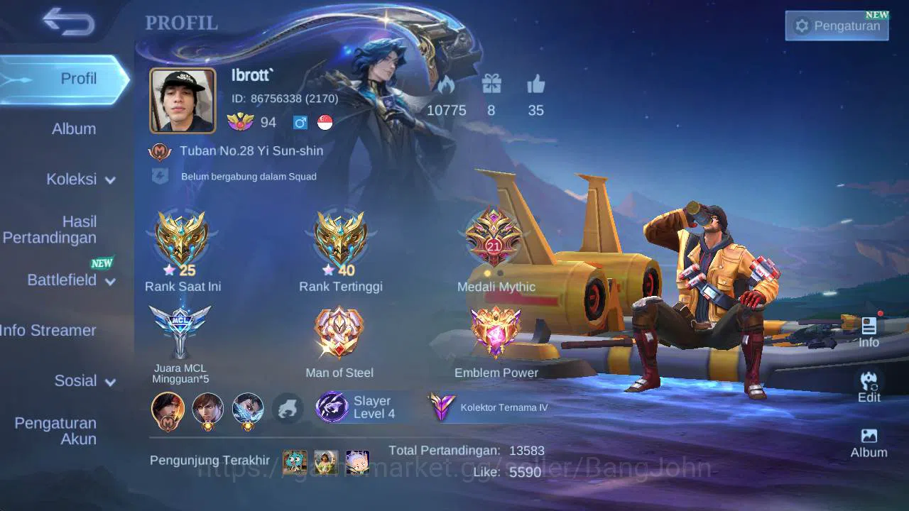 Mobile Legends: Bang Bang Accounts Global, Renow, skin 266,hero 132, LB karina,valen image 2