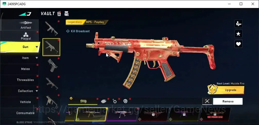 Blood Strike Accounts Collab Skin ASIA|Ultra [Origin-12 Thunder,URB Asura,INP-9 Molten]|Legend Melee [Katana Infernal]|16 11